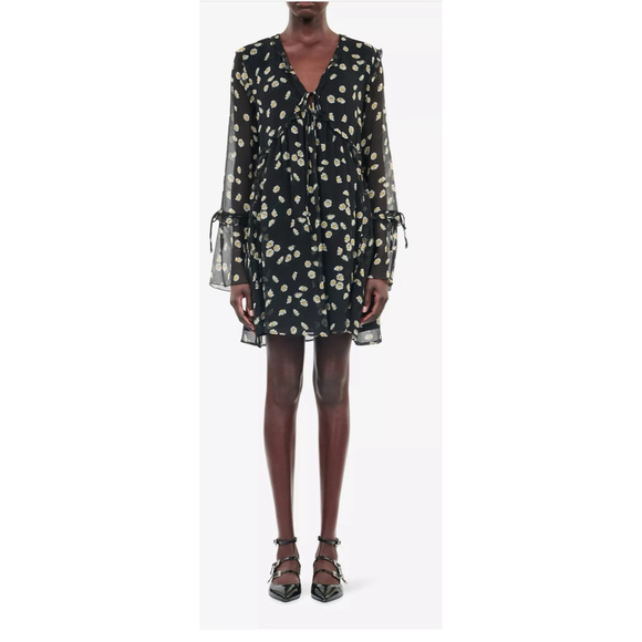 NWT The Kooples Silk Ruffle Mini Dress Daisy Print S - Picture 2 of 11